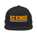 Front angle of the MAS Kansas City Kings Wheelchair Basketball KC Kings Black Flat Bill Snapback against a white background