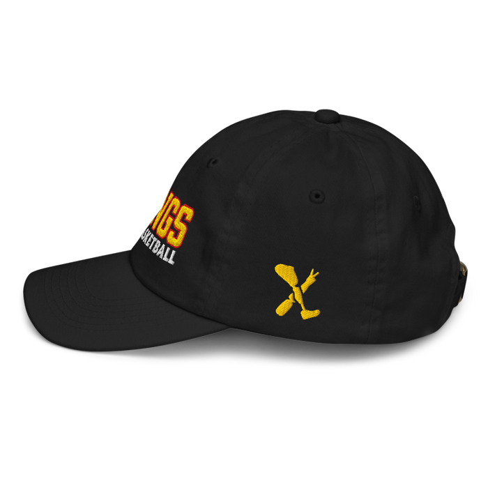Left side angle of the MAS Kansas City Kings Wheelchair Basketball KC Kings Black Youth Dad Hat against a white background
