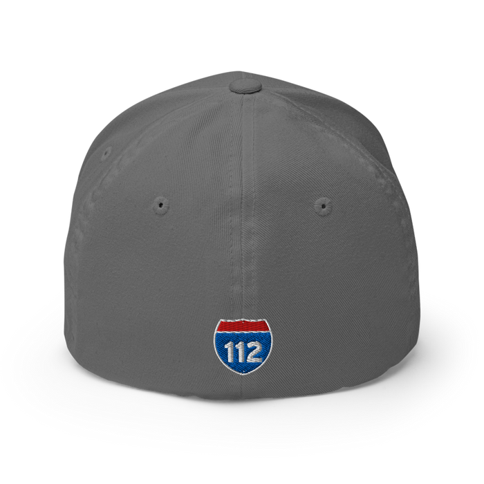 Back angle of the MAS Kansas City Kings Wheelchair Basketball KC Kings Grey Flexfit Curved Bill Fitted against a white background