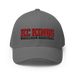 Front angle of the MAS Kansas City Kings Wheelchair Basketball KC Kings Grey Flexfit Curved Bill Fitted against a white background