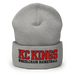 Front angle of the MAS Kansas City Kings Wheelchair Basketball KC Kings Heather Grey Beanie against a white background