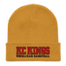 Front angle of the MAS Kansas City Kings Wheelchair Basketball KC Kings Mustard Yellow Organic Beanie laid flat against a white background
