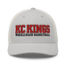 Front angle of the MAS Kansas City Kings Wheelchair Basketball KC Kings Silver Curved Bill Trucker Snapback against a white background