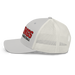 Left side angle of the MAS Kansas City Kings Wheelchair Basketball KC Kings Silver Curved Bill Trucker Snapback against a white background