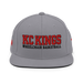 Front angle of the MAS Kansas City Kings Wheelchair Basketball KC Kings Silver Flat Bill Snapback against a white background