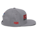 Right side angle of the MAS Kansas City Kings Wheelchair Basketball KC Kings Silver Flat Bill Snapback against a white background