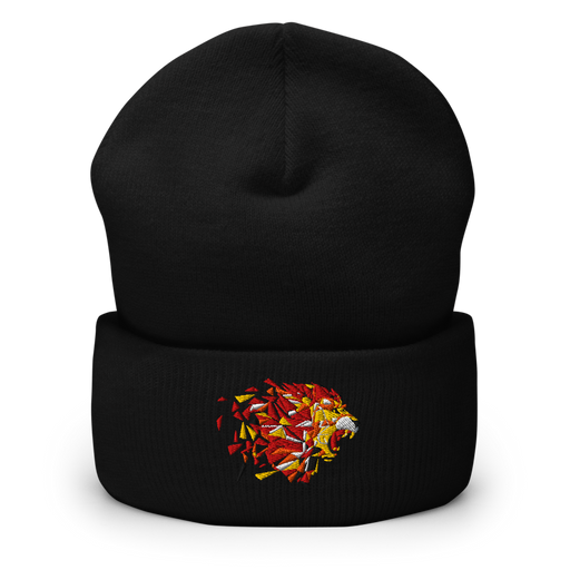 Front angle of the MAS Kansas City Kings Wheelchair Basketball Lion Black Beanie against a white background