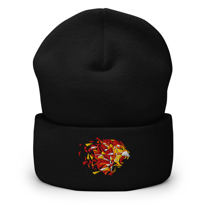 Front angle of the MAS Kansas City Kings Wheelchair Basketball Lion Black Beanie against a white background