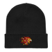 Front angle of the MAS Kansas City Kings Wheelchair Basketball Lion Black Organic Beanie laid flat against a white background