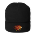 Front angle of the MAS Kansas City Kings Wheelchair Basketball Lion Black Organic Beanie against a white background