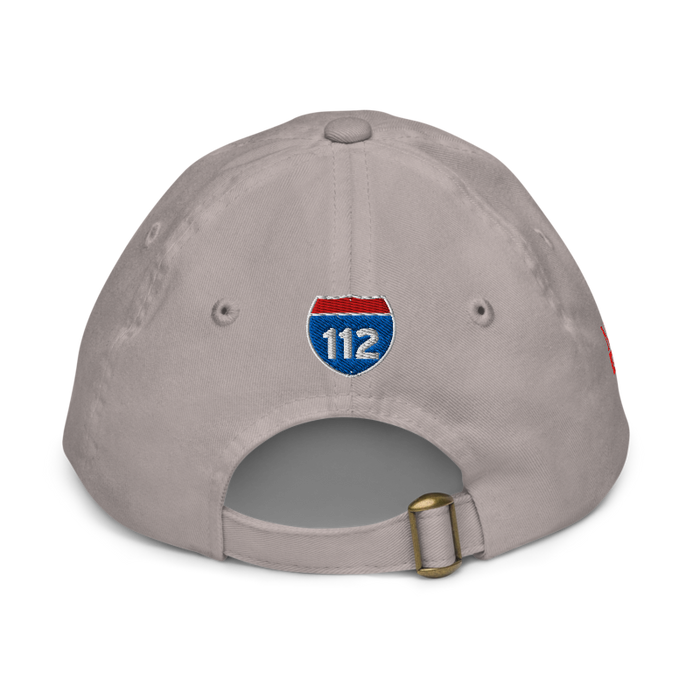 Back angle of the MAS Kansas City Kings Wheelchair Basketball Lion Grey Youth Dad Hat against a white background