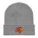 Front angle of the MAS Kansas City Kings Wheelchair Basketball Lion Light Grey Organic Beanie laid flat against a white background