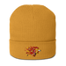 Front angle of the MAS Kansas City Kings Wheelchair Basketball Lion Mustard Yellow Organic Beanie against a white background