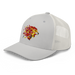 Front left angle of the MAS Kansas City Kings Wheelchair Basketball Lion Silver Curved Bill Trucker Snapback against a white background