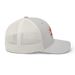 Right side angle of the MAS Kansas City Kings Wheelchair Basketball Lion Silver Curved Bill Trucker Snapback against a white background