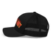 Left side angle of the MAS Kansas City Wheelchair Football Arch Black Curved Bill Trucker Snapback against a white background