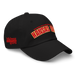 Front right angle of the MAS Kansas City Wheelchair Football Arch Black Dad Hat against a white background