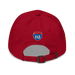 Back angle of the MAS Kansas City Wheelchair Football Arch Cranberry Dad Hat against a white background