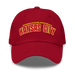 Front angle of the MAS Kansas City Wheelchair Football Arch Cranberry Dad Hat against a white background