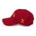 Left side angle of the MAS Kansas City Wheelchair Football Arch Cranberry Dad Hat against a white background