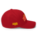 Right side angle of the MAS Kansas City Wheelchair Football Arch Red Flexfit Curved Bill Fitted against a white background