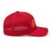 Right side angle of the MAS Kansas City Wheelchair Football Arch Red Curved Bill Trucker Snapback against a white background