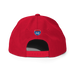 Back angle of the MAS Kansas City Wheelchair Football Arch Red Flat Bill Snapback against a white background