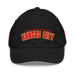 Front angle of the MAS Kansas City Wheelchair Football Arch Youth Black Dad Hat against a white background