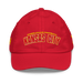 Front angle of the MAS Kansas City Wheelchair Football Arch Youth Red Dad Hat against a white background