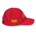 Right side angle of the MAS Kansas City Wheelchair Football Arch Youth Red Dad Hat against a white background