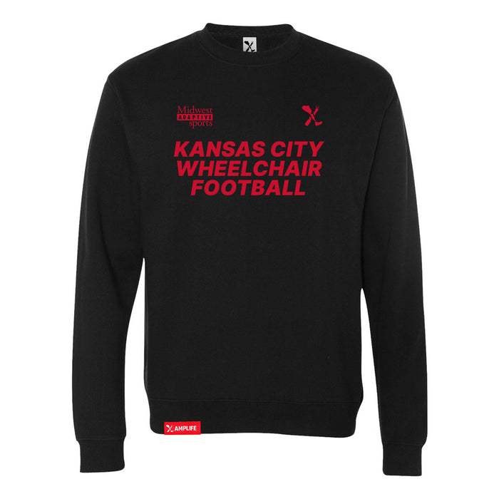 MAS Kansas City Wheelchair Football Black & Red Crewneck Sweatshirt on a white background