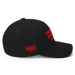 Right side angle of the MAS Kansas City Wheelchair Football Black & Red Flexfit Curved Bill Fitted against a white background
