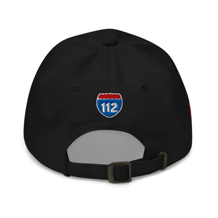 Back angle of the MAS Kansas City Wheelchair Football Black & Red Dad Hat against a white background