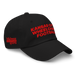 Front right angle of the MAS Kansas City Wheelchair Football Black & Red Dad Hat against a white background