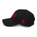 Left side angle of the MAS Kansas City Wheelchair Football Black & Red Dad Hat against a white background