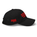 Right side angle of the MAS Kansas City Wheelchair Football Black & Red Dad Hat against a white background