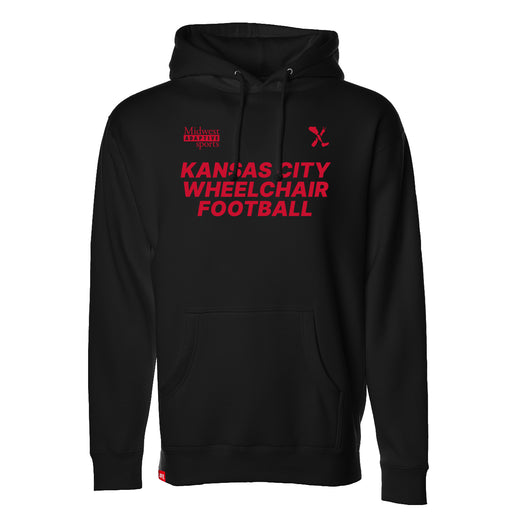 MAS Kansas City Wheelchair Football Black & Red Hoodie on a white background
