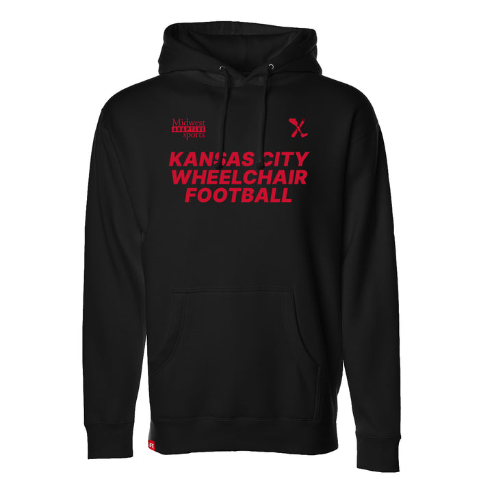 MAS Kansas City Wheelchair Football Black & Red Hoodie on a white background
