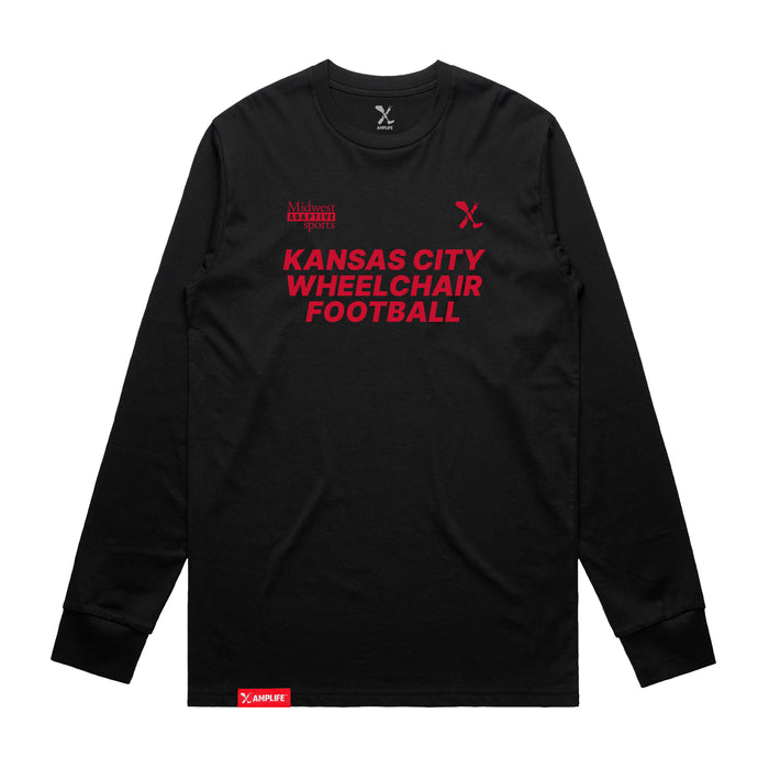 MAS Kansas City Wheelchair Football Black & Red Long Sleeve T-Shirt on a white background