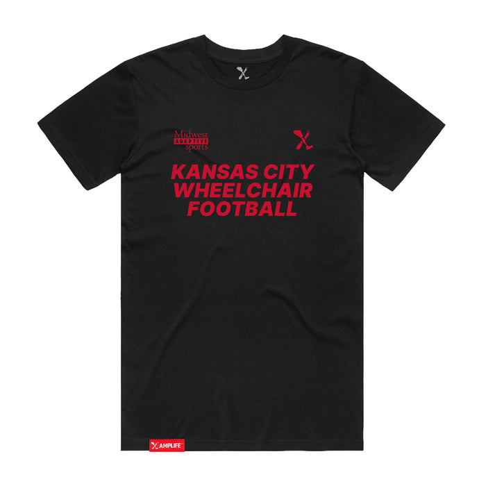 MAS Kansas City Wheelchair Football Black & Red T-Shirt on a white background