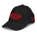 Front left angle of the MAS Kansas City Wheelchair Football Youth Black & Red Dad Hat against a white background
