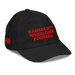 Front right angle of the MAS Kansas City Wheelchair Football Youth Black & Red Dad Hat against a white background