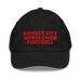 Front angle of the MAS Kansas City Wheelchair Football Youth Black & Red Dad Hat against a white background