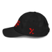 Left side angle of the MAS Kansas City Wheelchair Football Youth Black & Red Dad Hat against a white background
