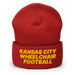 Front angle of the MAS Kansas City Wheelchair Football Red & Gold Beanie against a white background