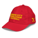 Front left angle of the MAS Kansas City Wheelchair Football Youth Red & Gold Dad Hat against a white background