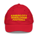 Front angle of the MAS Kansas City Wheelchair Football Youth Red & Gold Dad Hat against a white background