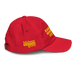 Right side angle of the MAS Kansas City Wheelchair Football Youth Red & Gold Dad Hat against a white background