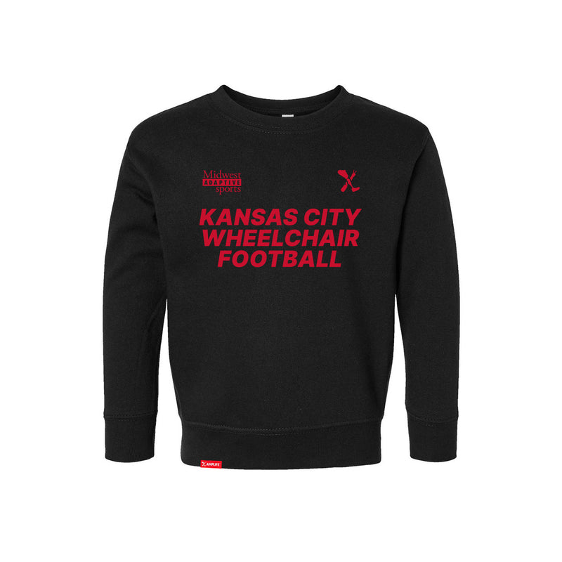 MAS Kansas City Wheelchair Football Toddler Black & Red Crewneck Sweatshirt on a white background