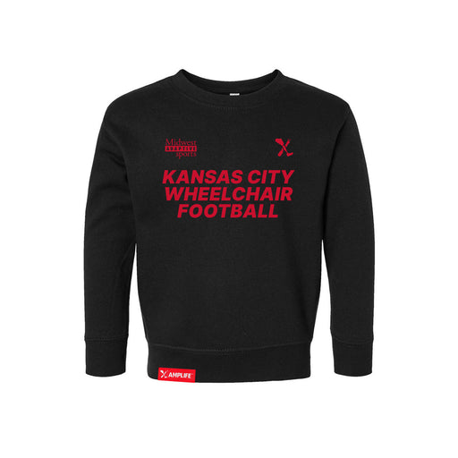 MAS Kansas City Wheelchair Football Toddler Black & Red Crewneck Sweatshirt on a white background